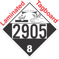 Corrosive Class 8 UN2905 Tagboard DOT Placard