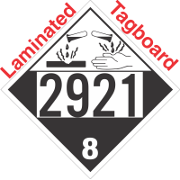 Corrosive Class 8 UN2921 Tagboard DOT Placard