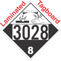 Corrosive Class 8 UN3028 Tagboard DOT Placard