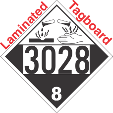 Corrosive Class 8 UN3028 Tagboard DOT Placard