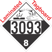 Corrosive Class 8 UN3093 Tagboard DOT Placard