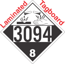 Corrosive Class 8 UN3094 Tagboard DOT Placard