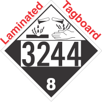 Corrosive Class 8 UN3244 Tagboard DOT Placard