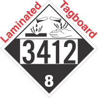 Corrosive Class 8 UN3412 Tagboard DOT Placard