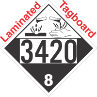 Corrosive Class 8 UN3420 Tagboard DOT Placard