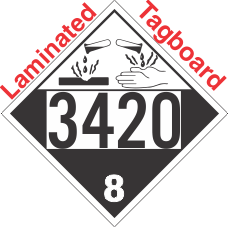 Corrosive Class 8 UN3420 Tagboard DOT Placard