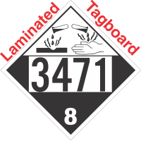 Corrosive Class 8 UN3471 Tagboard DOT Placard