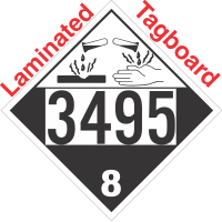 Corrosive Class 8 UN3495 Tagboard DOT Placard