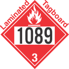 Flammable Class 3 UN1089 Tagboard DOT Placard