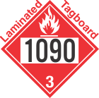 Flammable Class 3 UN1090 Tagboard DOT Placard