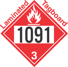 Flammable Class 3 UN1091 Tagboard DOT Placard