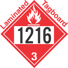 Flammable Class 3 UN1216 Tagboard DOT Placard