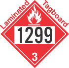 Flammable Class 3 UN1299 Tagboard DOT Placard