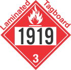 Flammable Class 3 UN1919 Tagboard DOT Placard