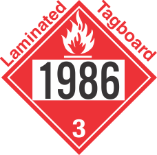 Flammable Class 3 UN1986 Tagboard DOT Placard