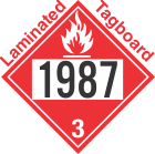 Flammable Class 3 UN1987 Tagboard DOT Placard