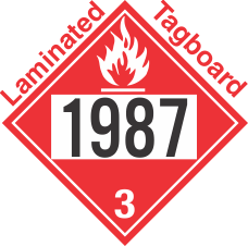 Flammable Class 3 UN1987 Tagboard DOT Placard