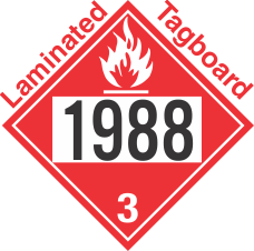 Flammable Class 3 UN1988 Tagboard DOT Placard