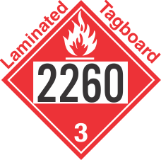 Flammable Class 3 UN2260 Tagboard DOT Placard