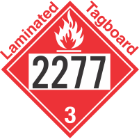 Flammable Class 3 UN2277 Tagboard DOT Placard