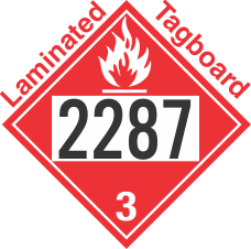 Flammable Class 3 UN2287 Tagboard DOT Placard