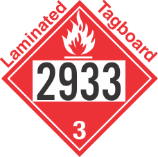 Flammable Class 3 UN2933 Tagboard DOT Placard