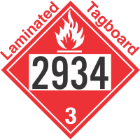 Flammable Class 3 UN2934 Tagboard DOT Placard