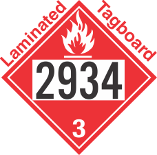 Flammable Class 3 UN2934 Tagboard DOT Placard