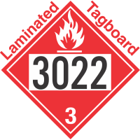 Flammable Class 3 UN3022 Tagboard DOT Placard