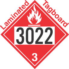 Flammable Class 3 UN3022 Tagboard DOT Placard