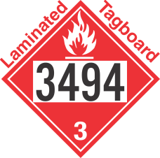 Flammable Class 3 UN3494 Tagboard DOT Placard