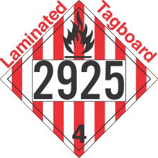 Flammable Solid Class 4.1 UN2925 Tagboard DOT Placard