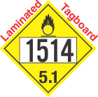 Oxidizer Class 5.1 UN1514 Tagboard DOT Placard