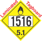 Oxidizer Class 5.1 UN1516 Tagboard DOT Placard