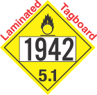 Oxidizer Class 5.1 UN1942 Tagboard DOT Placard