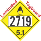 Oxidizer Class 5.1 UN2719 Tagboard DOT Placard