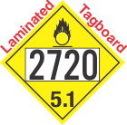 Oxidizer Class 5.1 UN2720 Tagboard DOT Placard