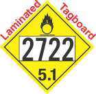 Oxidizer Class 5.1 UN2722 Tagboard DOT Placard