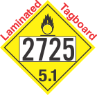 Oxidizer Class 5.1 UN2725 Tagboard DOT Placard