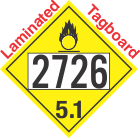 Oxidizer Class 5.1 UN2726 Tagboard DOT Placard