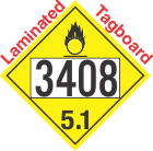 Oxidizer Class 5.1 UN3408 Tagboard DOT Placard