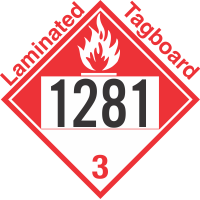 Combustible Class 3 UN1281 Tagboard DOT Placard