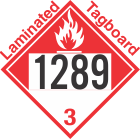 Combustible Class 3 UN1289 Tagboard DOT Placard