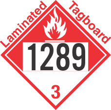 Combustible Class 3 UN1289 Tagboard DOT Placard