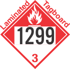 Combustible Class 3 UN1299 Tagboard DOT Placard