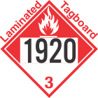 Combustible Class 3 UN1920 Tagboard DOT Placard