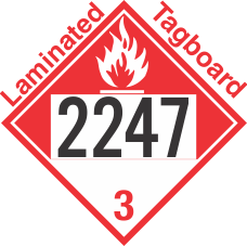 Combustible Class 3 UN2247 Tagboard DOT Placard