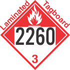 Combustible Class 3 UN2260 Tagboard DOT Placard