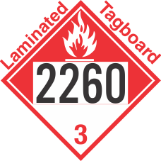 Combustible Class 3 UN2260 Tagboard DOT Placard
