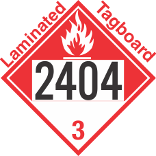 Combustible Class 3 UN2404 Tagboard DOT Placard